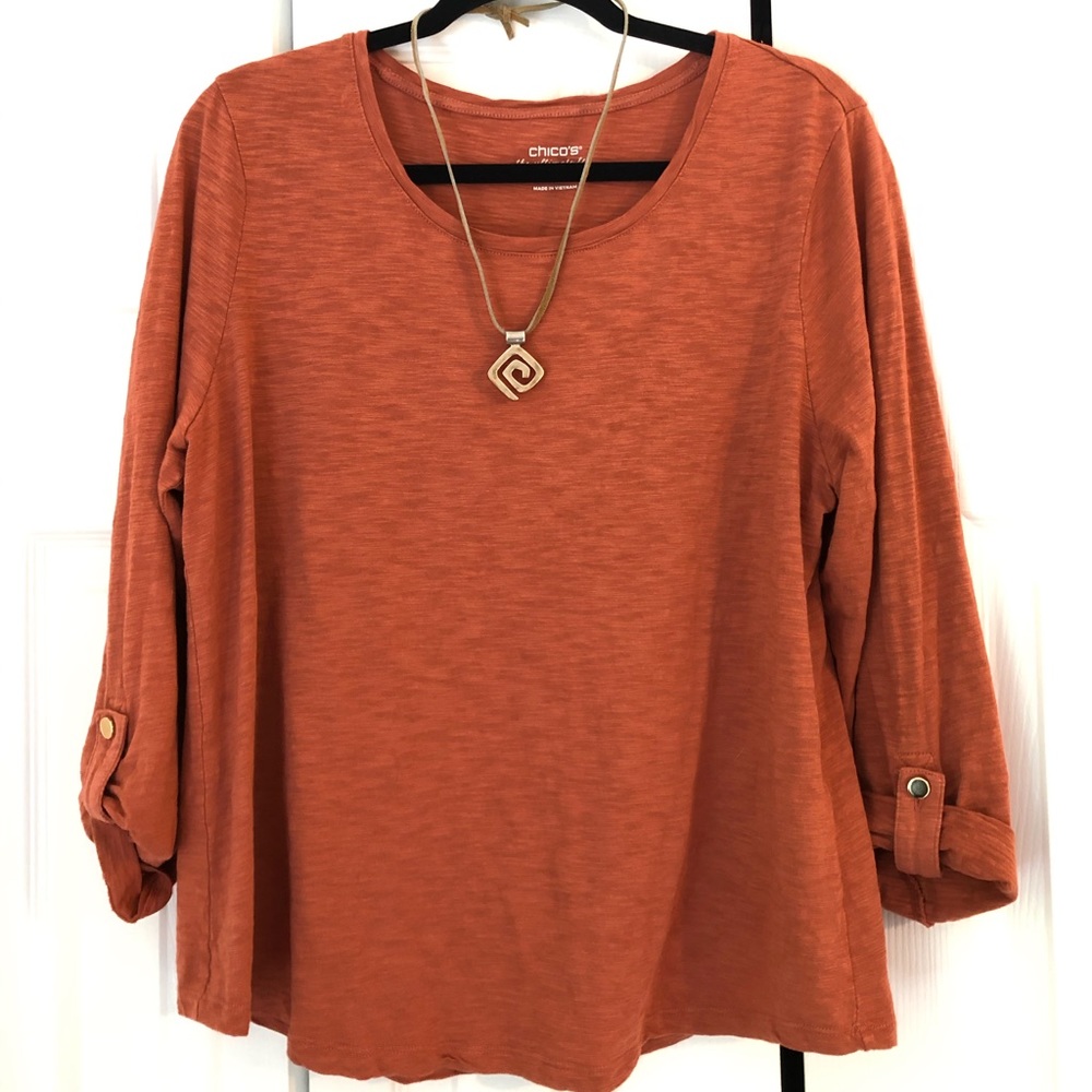 Chico’s Slub Utility 3/4 Sleeve Tee